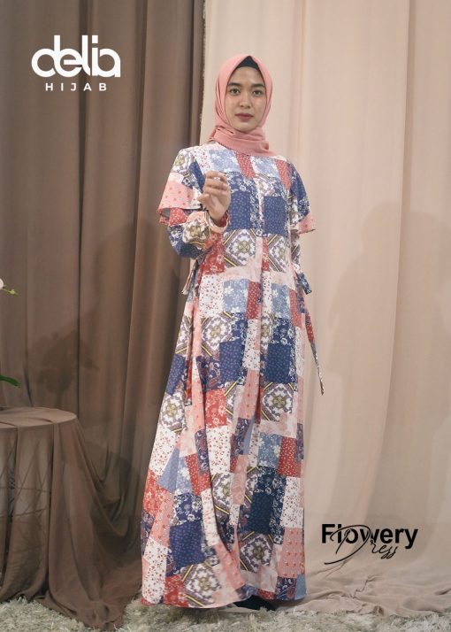 Baju Gamis Motif - Flowery Dress - Delia Hijab P